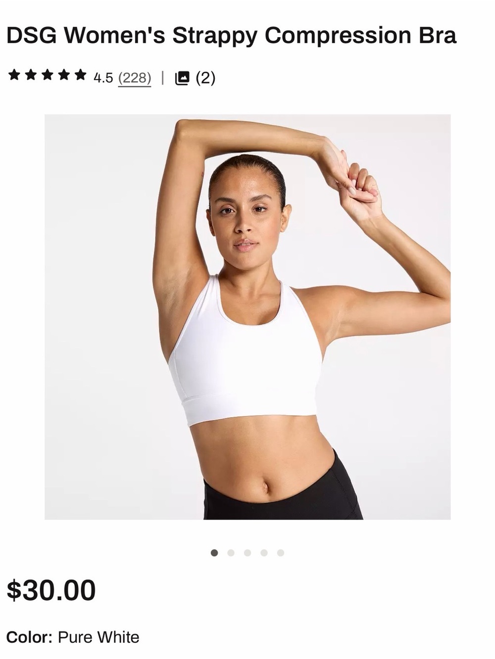 DSG White Strappy Compression Sports Bra